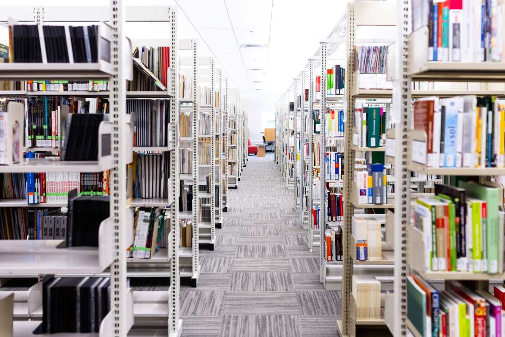 Library shelves in Bibliotheque Saint Jean