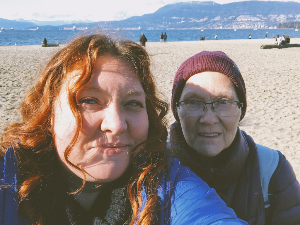 Hanne takes a selfie with her mom at Kitts Beach.