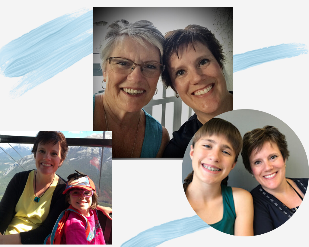 Collage of photos of Shawna and her Mother and daughters.