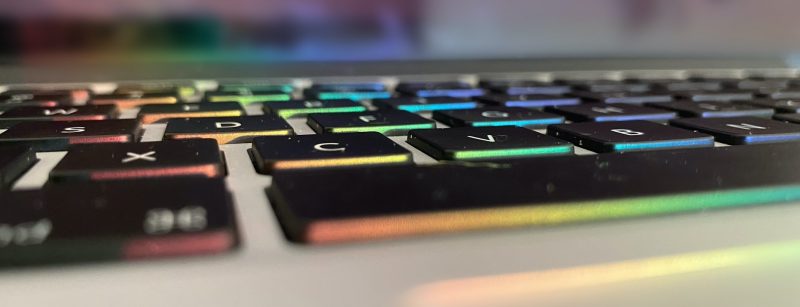 Image of rainbow coloured keyboard.