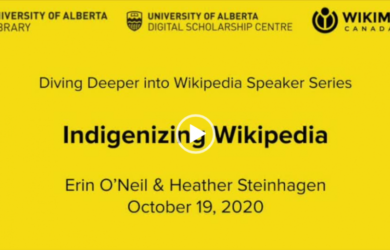 Opening slide for Indigenizing Wikipedia presentation.