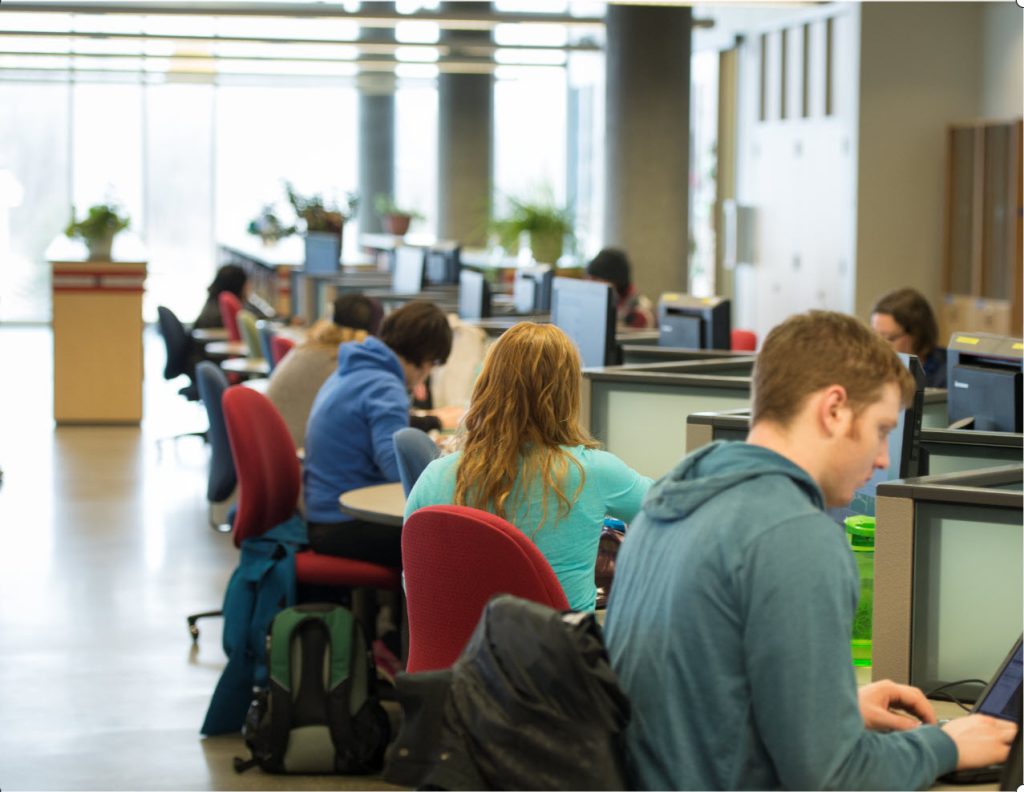 Students studying at Augustana Library