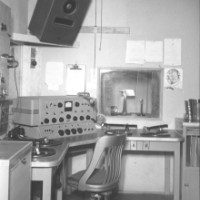 CKUA broadcast booth, 1939