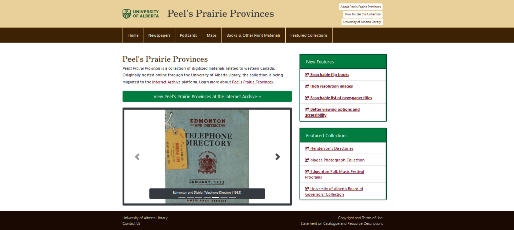 Screen capture of the new Peel homepage.